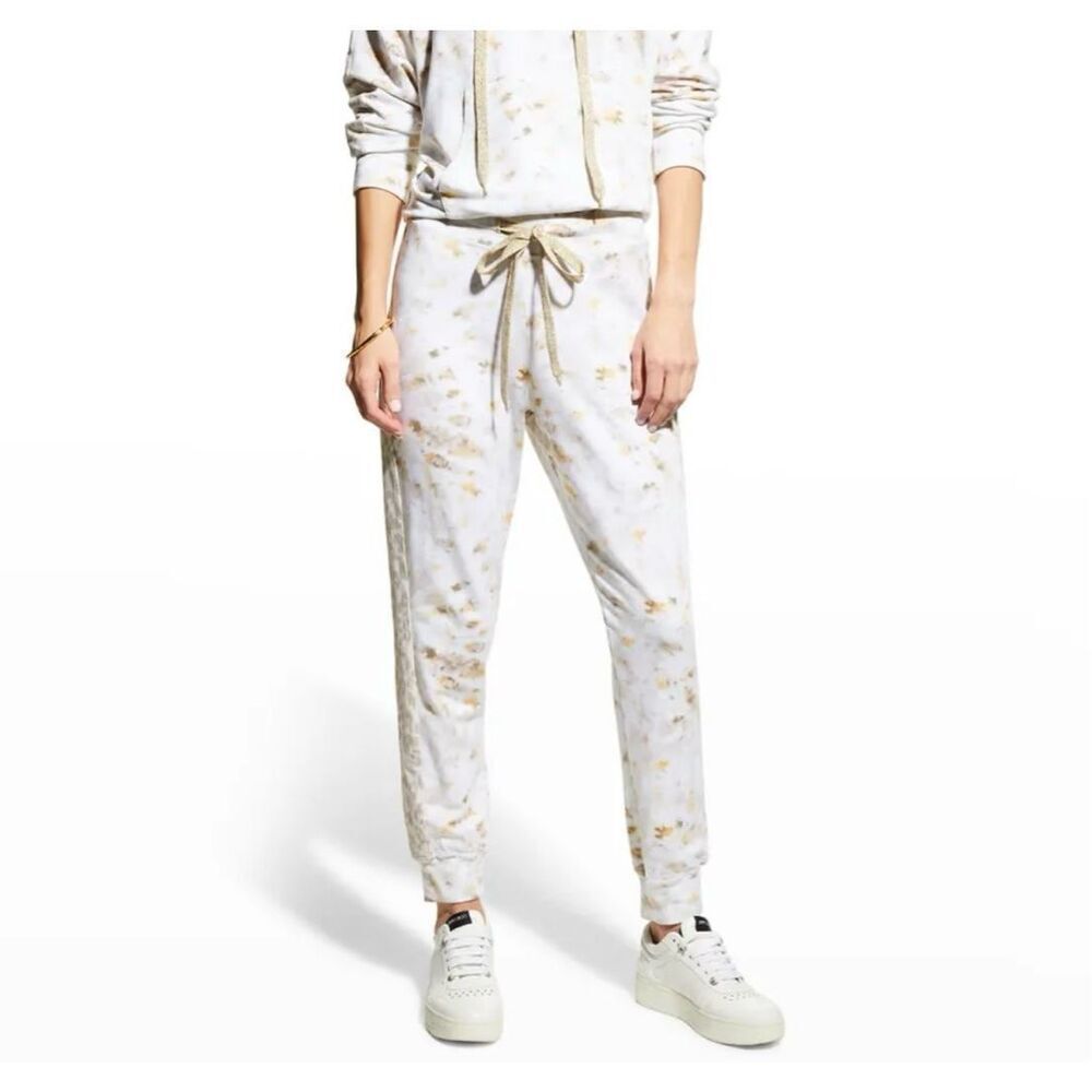 Johnny Was Calme Lounge Joggers in Beige Animal Tie Dye XL